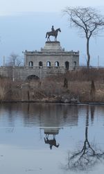 Reflection of built structure in water