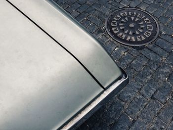 High angle view of manhole