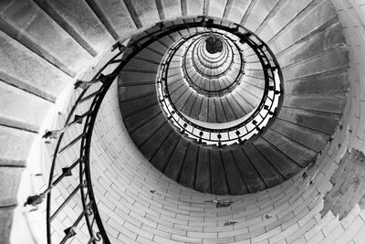 High angle view of spiral stairs