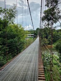 Suspension bridge against sky