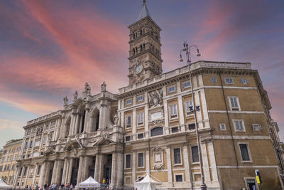 The basilica of santa maria maggiore in rome at sunset