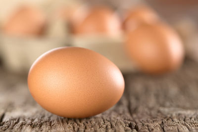 Close-up of eggs on table