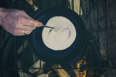 Close-up of hand eating food