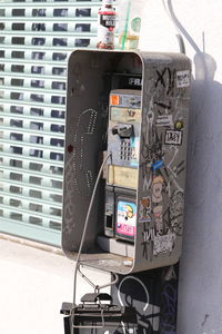 Low angle view of telephone booth