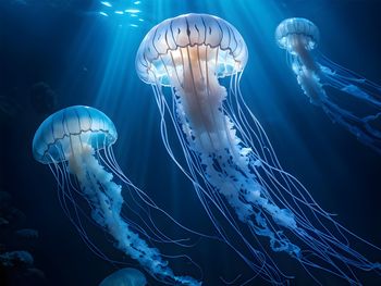 Close-up of jellyfish swimming in sea