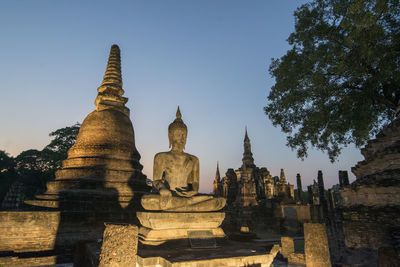 Exterior of temple against clear sky