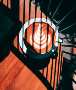 High angle view of coffee on table