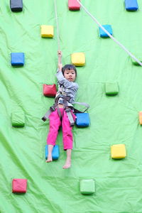 Boy playing with rope