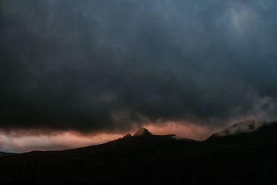 Panoramic view of landscape against sky at night