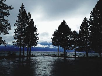 Scenic view of sea against cloudy sky