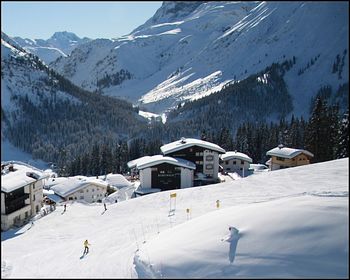 Scenic view of snow covered mountains