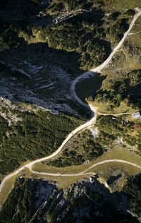 High angle view of winding road