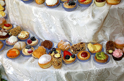 High angle view of cake on table