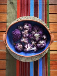 High angle view of food in bowl on table