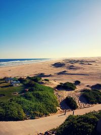 Scenic view of sea against clear sky