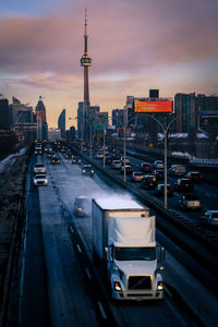 Traffic on road in city