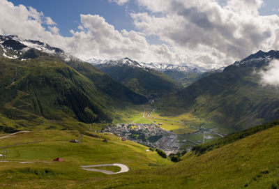 Scenic view of mountains against sky