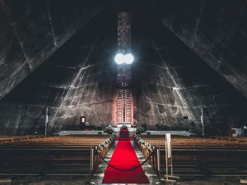 Low angle view of illuminated staircase at night