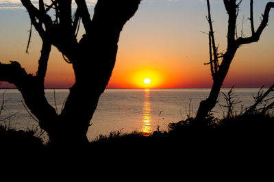 Scenic view of sea at sunset