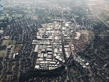 High angle view of buildings in city