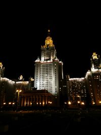 Illuminated buildings at night