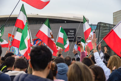 Iranian protesters demand freedom and democracy for the people of iran, amsterdam, netherlands 