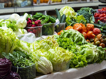 Close-up of a greengrocer counter