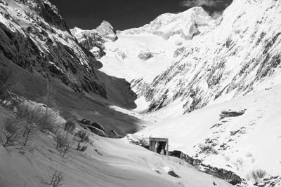 Scenic view of snow mountains against sky