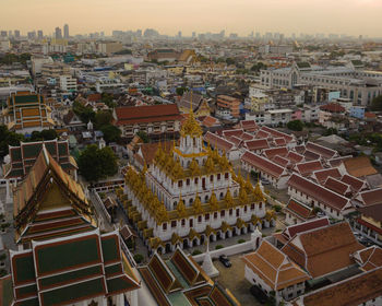 High angle view of buildings in city