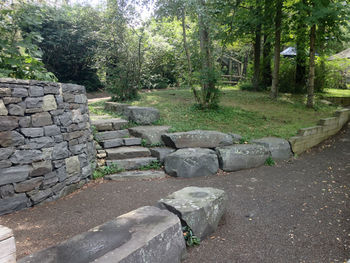 Footpath leading to stone wall