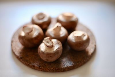 High angle view of bread in plate on table