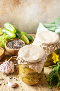 Close-up of food on table