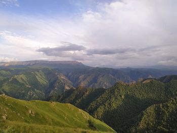 Scenic view of landscape against sky. caucasus