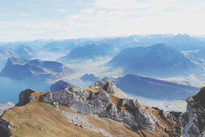 Scenic view of mountains against sky