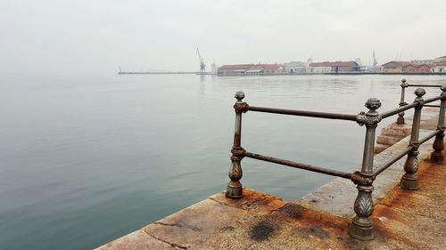 View of harbor against sky