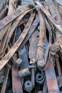 High angle view of rusty metallic structure