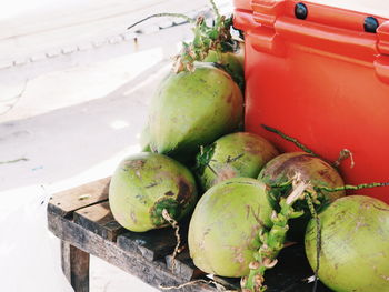 High angle view of fruits on table