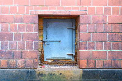 Closed door of building