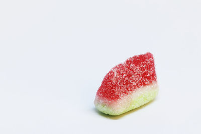 Close-up of strawberry against white background