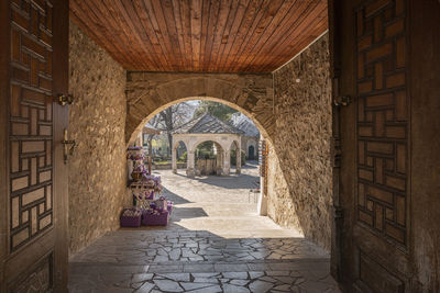 Covered entrance to a mosque courtyard in the city of mostar, bosnia and herzegovina
