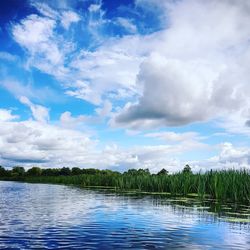 Scenic view of lake against sky