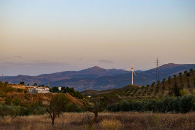 Scenic view of field against sky during sunset