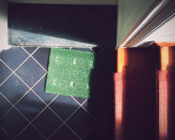 High angle view of tiled floor
