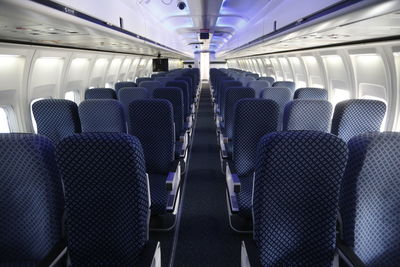 View of empty seats in airplane