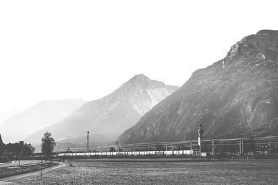 Scenic view of mountains against clear sky