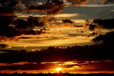 Scenic view of dramatic sky during sunset