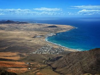 High angle view of beach against sky