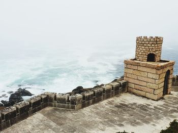 Scenic view of sea against sky during winter