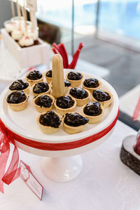 High angle view of cake on table