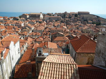 High angle view of townscape against sky